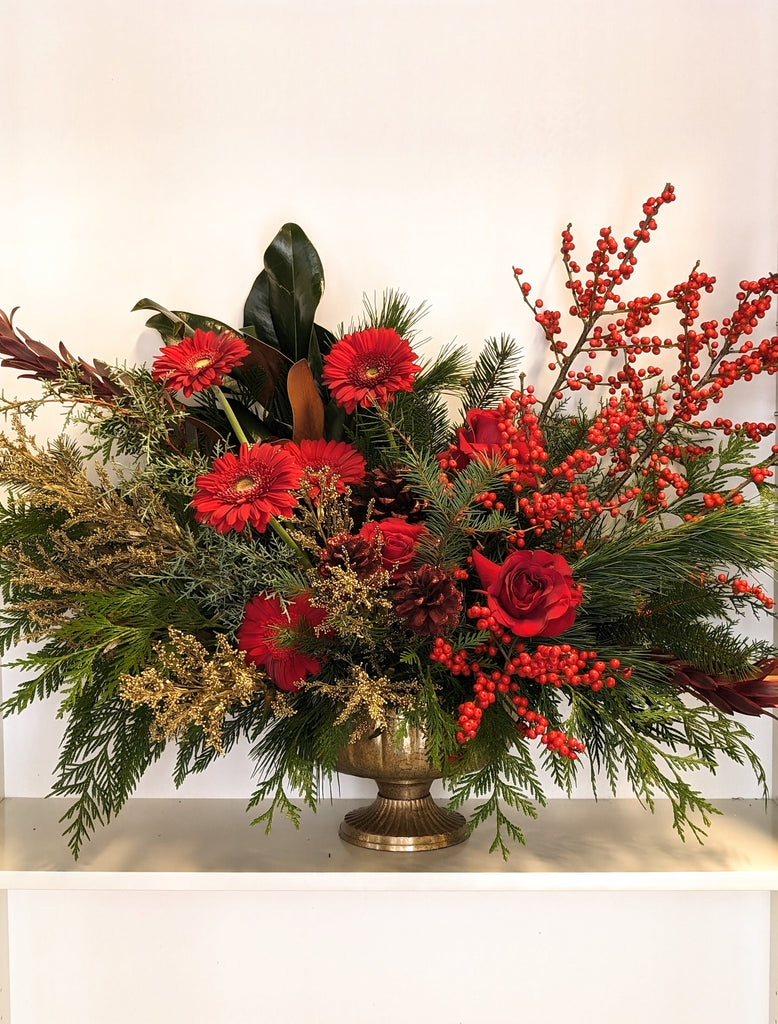 Ruby Red Festive Holiday Arrangement