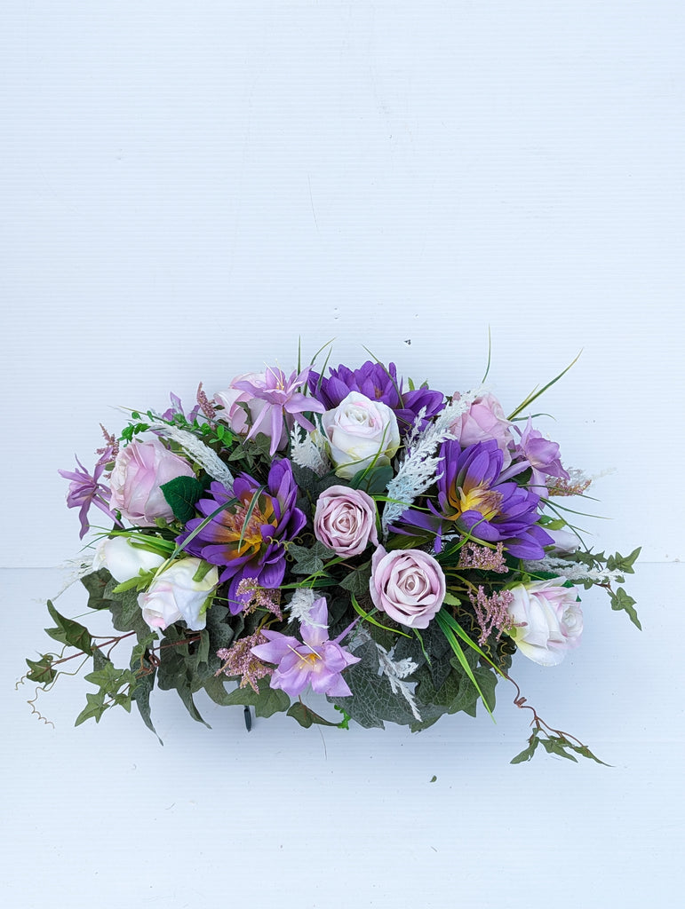 Artificial & Silk mauve Headstone Florals