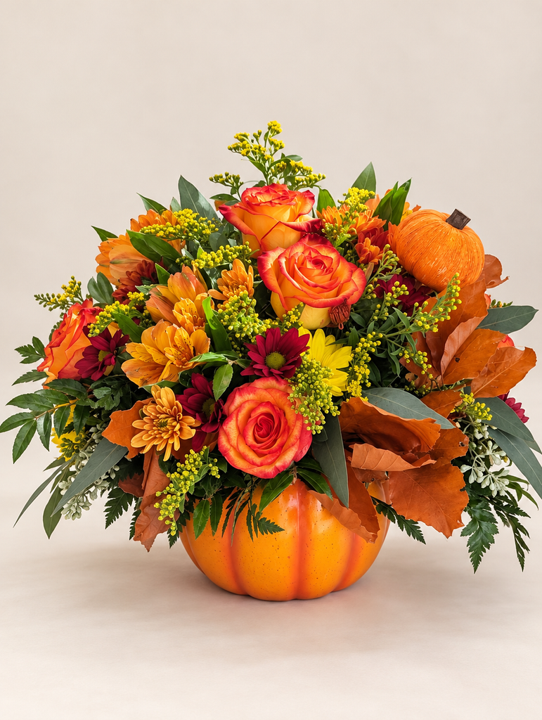 Warm Fall Pumpkin Arrangement
