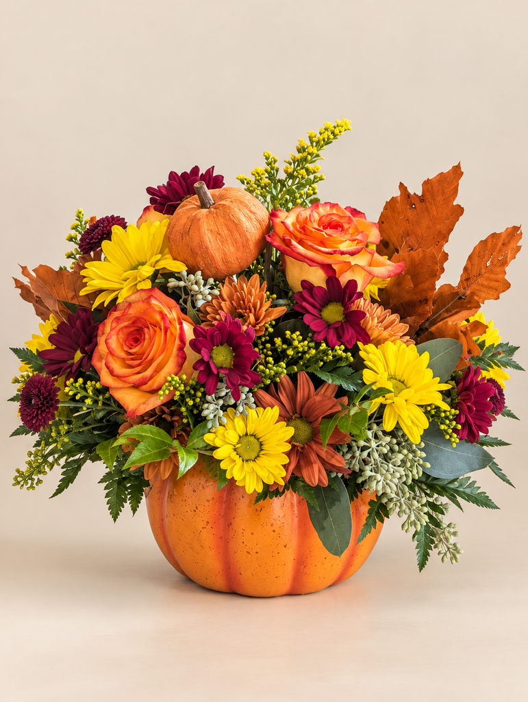 Warm Fall Pumpkin Arrangement