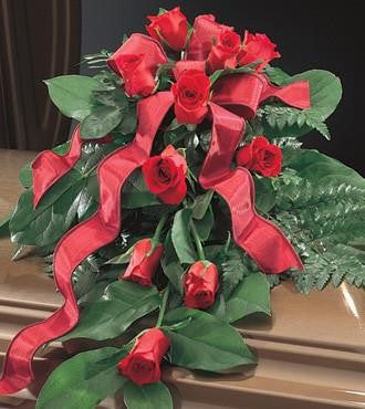 Casket Scarf Red Roses - Beaudry Flowers