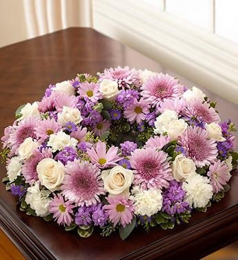 Cremation Wreath - Lavender & White - Beaudry Flowers