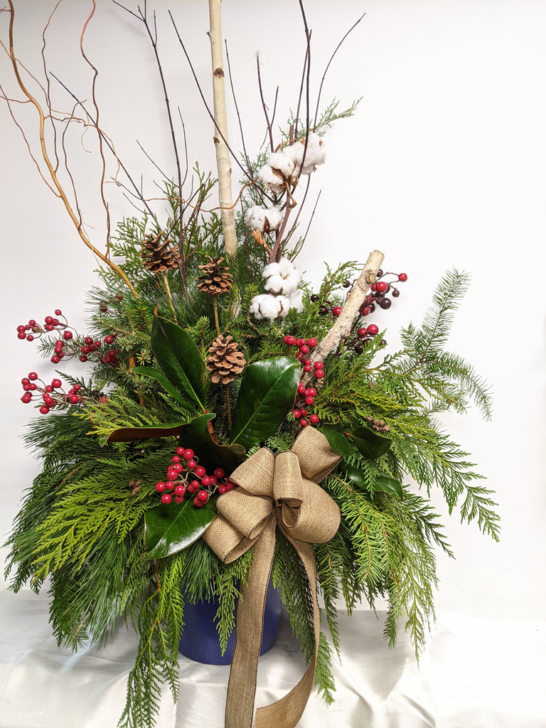 Holiday Red Berry Cotton Urn Planter (insert only)