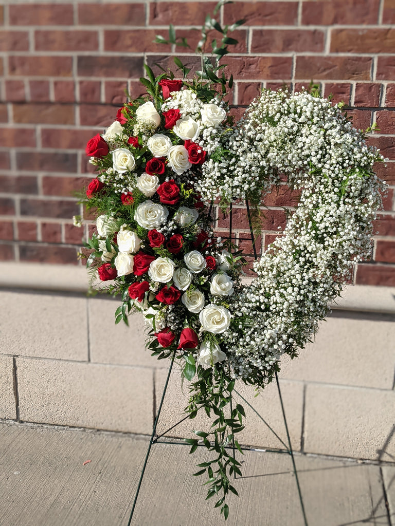 Roses & Babies Breath Heart Wreath