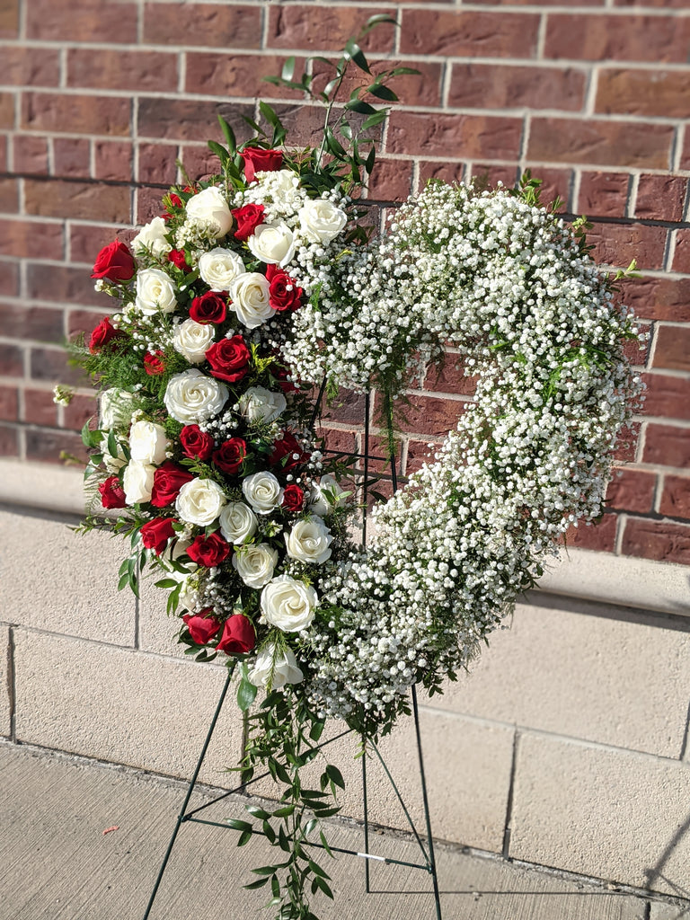 Roses & Babies Breath Heart Wreath