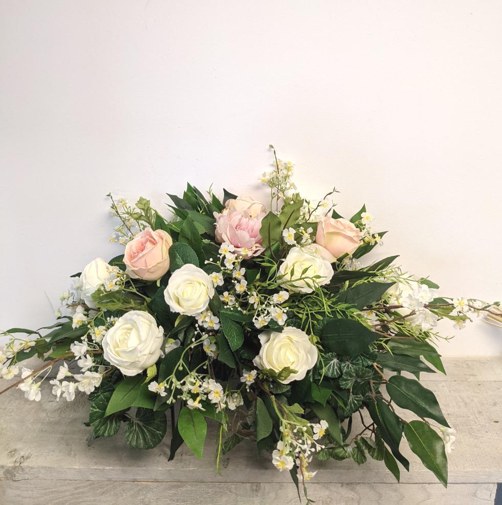 Artificial & Silk Pastel Headstone Florals