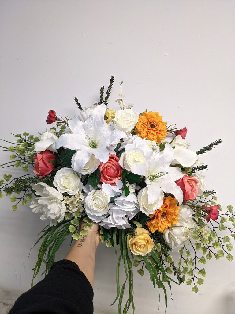 Artificial & Silk Lily Table Arrangement