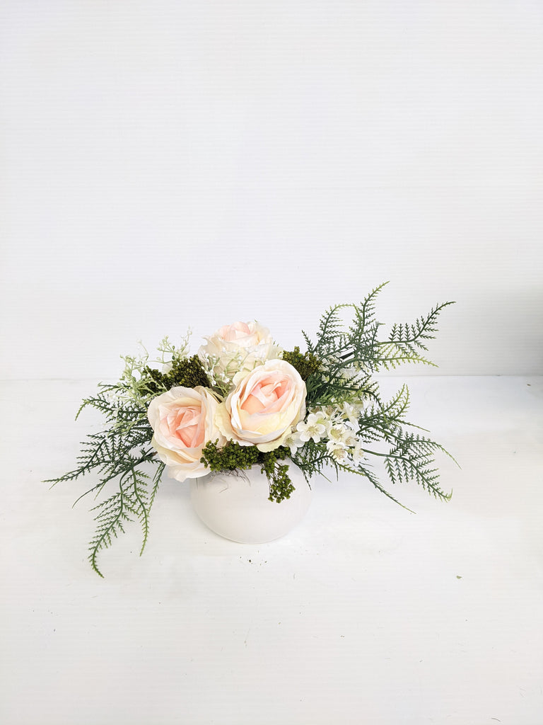 Artificial/Silk Blush Rose and Wax Arrangement