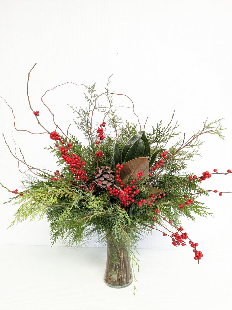 Holiday Evergreens & Berry Arrangement
