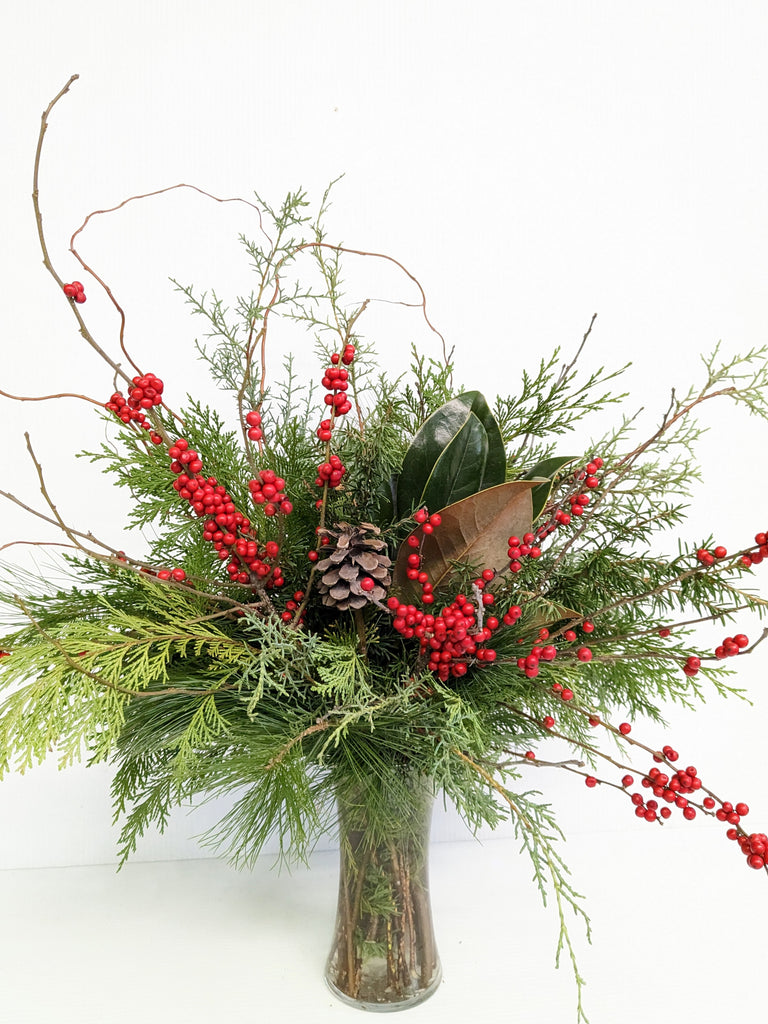 Holiday Evergreens & Berry Arrangement