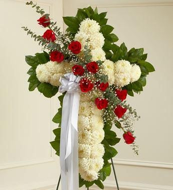 Peace and Prayers Standing Cross - Red - Beaudry Flowers