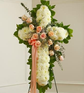 Peace and Prayers Standing Cross – Peach - Beaudry Flowers