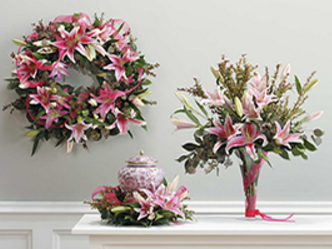 Pink in Display of Remembrance - Beaudry Flowers