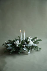 Artificial/Faux Holiday White/Silver Berry Centrepiece