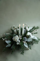 Artificial/Faux Holiday White/Silver Berry Centrepiece