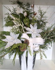 Snowy White Cotton Holiday Planter (Insert only)