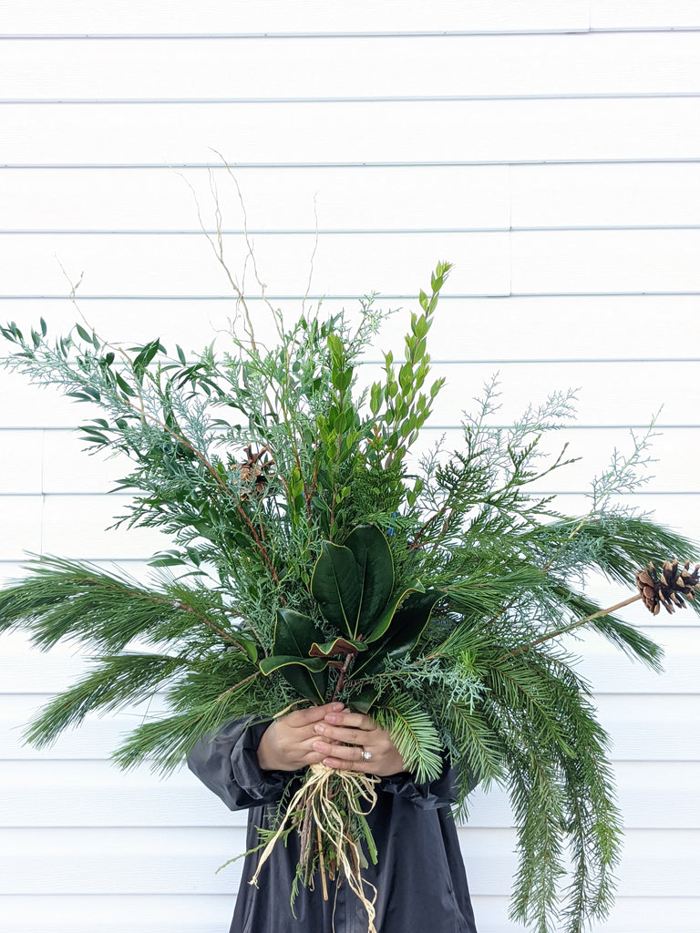 Fresh Winter Green Bundle Hand Tied Bouquet