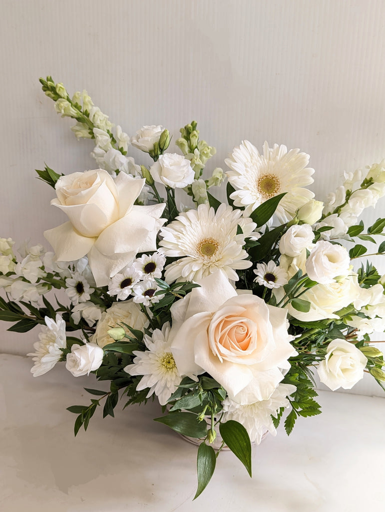 Comfort & Blessings All White Sympathy Arrangement, Carithers Flowers  Atlanta