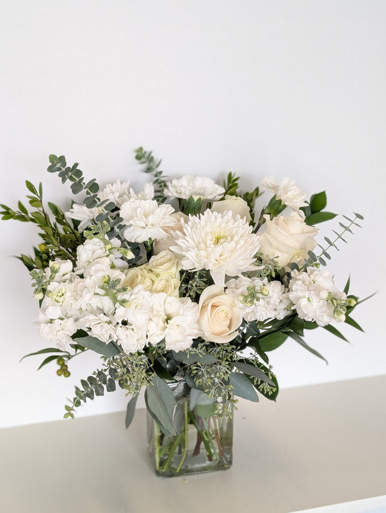 White Lush Vase Arrangement