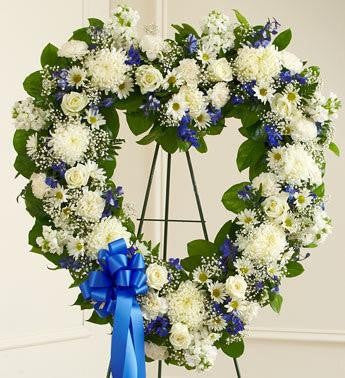 Always Remember Heart Tribute - Blue & White - Beaudry Flowers