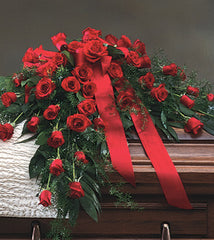 Casket Spray Red Roses - Beaudry Flowers