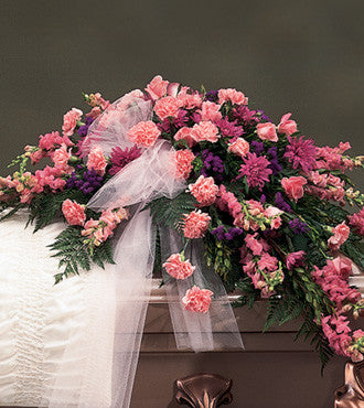Casket Spray Styled in Monochromatic Pink - Beaudry Flowers