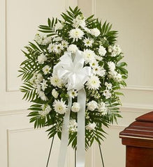 Deepest Sympathies Standing Spray - White - Beaudry Flowers