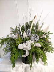 White & Silver Holiday Planter Insert