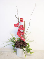 Artificial, Silk & Dried Red Orchid Planter
