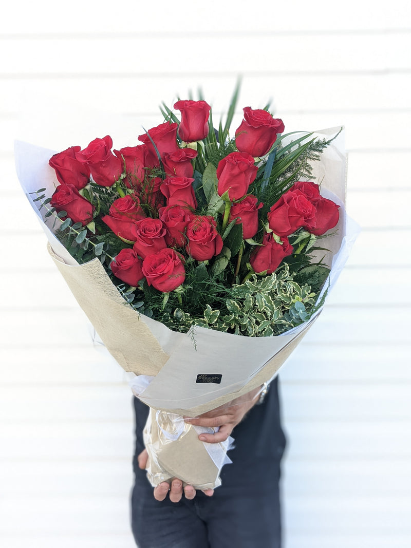 Hand-Tied Bouquet - Two Dozen Red Roses – Beaudry Flowers