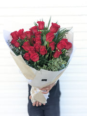 Hand-Tied Bouquet - Two Dozen Red Roses
