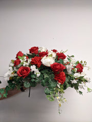 Artificial/Silk Rose Blossom Tombstone