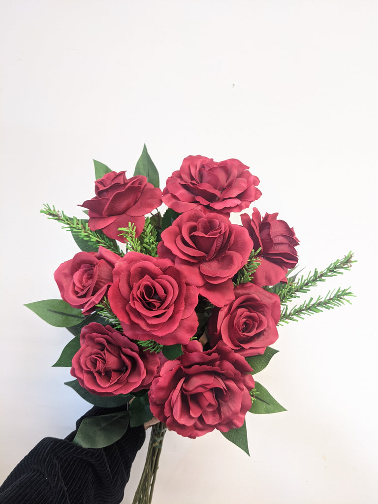 Artificial & Silk Red Rose Hand Tied Bouquet