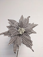 Decorative Checkered White + Brown Poinsettia
