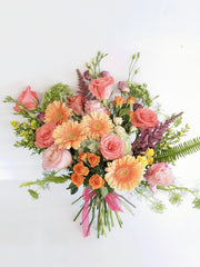 Hand-Tied Floral Coral Bouquet