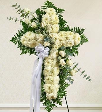 Peace and Prayers Standing Cross - White - Beaudry Flowers