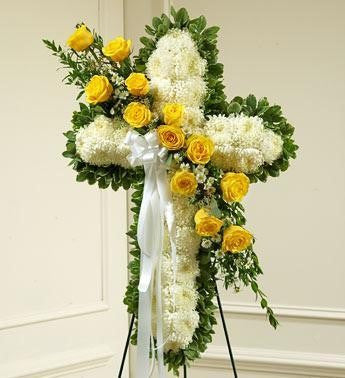 Peace and Prayers Standing Cross – Yellow - Beaudry Flowers