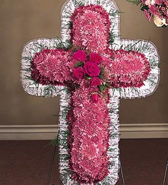 Religious Novelty Cross with Mixed Flowers - Beaudry Flowers