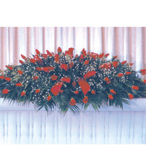 All Red Rose Casket Spray - Beaudry Flowers