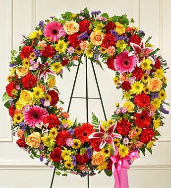 Serene Blessing Standing Wreath - Multicolor FNBR-108 - Beaudry Flowers