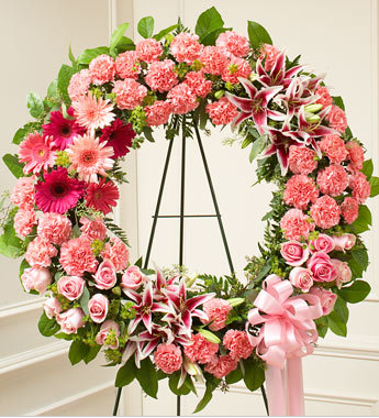 Serene Blessings Standing Wreath Bright - Pink | FNP-103 - Beaudry Flowers
