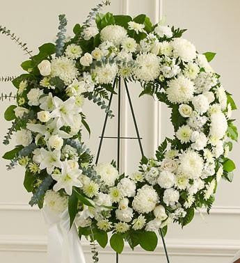 Serene Blessings Standing Wreath Bright - White | FNW-107 - Beaudry Flowers