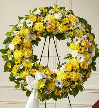 Serene Blessings Standing Wreath Bright - Yellow  FNY-108 - Beaudry Flowers
